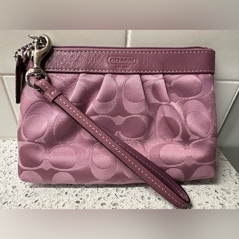 Coach Vintage Purple/Pink Monogram Wristlet Clutch
